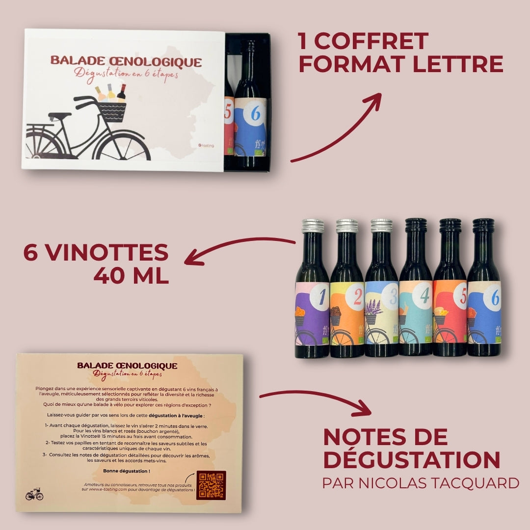 Coffret dégustation "La Balade Oenologique" - 6 vins bio de France 
